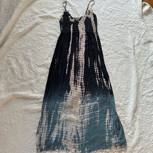 Boho Navy Tie-Dye Maxi Dress Beach Coastal Festival Hippie Crochet Indie Granola